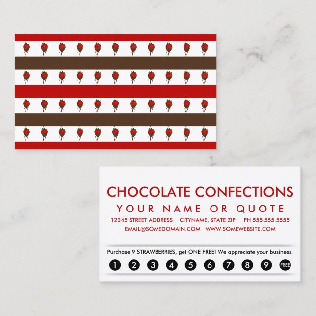 carte de fidélité aux rayures de fraise de chocola (Devant / Derrière)