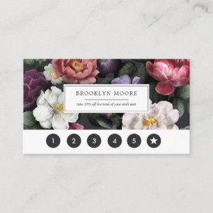 Carte de fidélité avec logo floral vintage sombre 