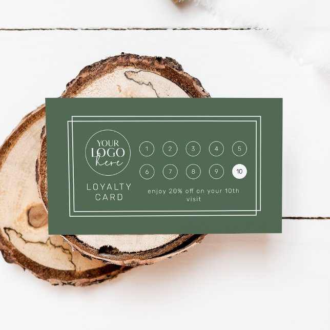 Carte de fidélité Avery Logo Vert Foncé Entreprise (AVERY Dark Green Logo Business Reward 10 Punch Loyalty Card)