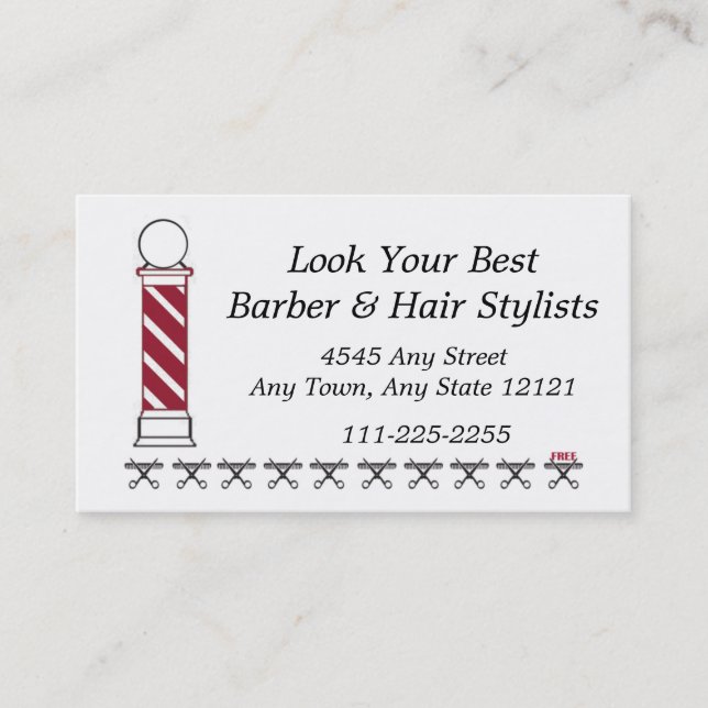 Carte De Fidélité Barber Hair Stylist Client Loyalty Punch Card - (Devant)