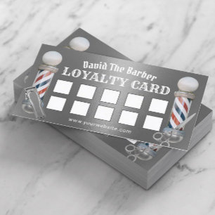 Carte De Fidélité Barber Shop Barbershop Metallic Silver Loyauté