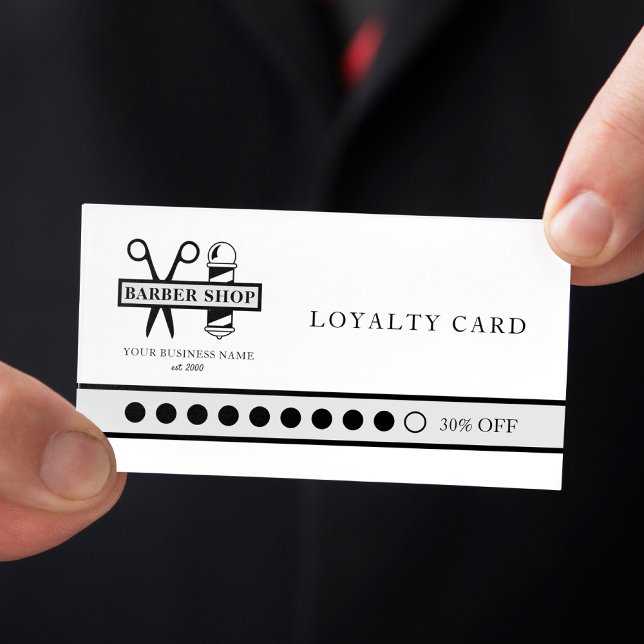 Carte De Fidélité Barber shop personnalisé logo nom client punch (Créateur téléchargé)
