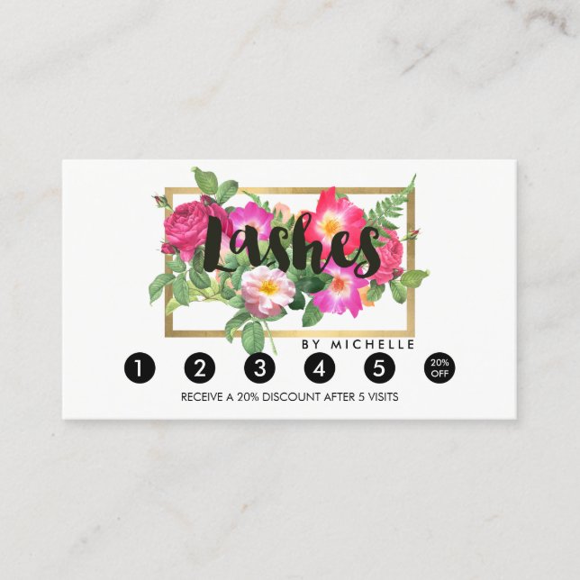 Carte De Fidélité Beauty Florals Lash Extensions White Loyalty Card (Devant)