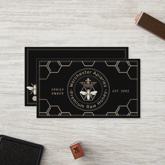 Carte De Fidélité Beekeeper Honey Client Loyalty Card Punch Noir (Devant/Arrière en situation)