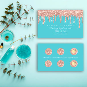 Carte De Fidélité Bleu de rose de coeur de maquilleur de poinçon de