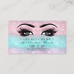 Carte De Fidélité Bleu d'océan rose de mèches de salon de beauté
