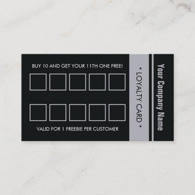 Carte De Fidélité Bleu noir Bordure simple 10 Punch (Devant)