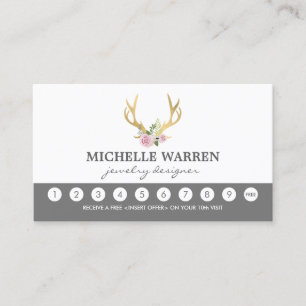 Carte De Fidélité Bohemian Gold Antlers Client Loyalty Puncard