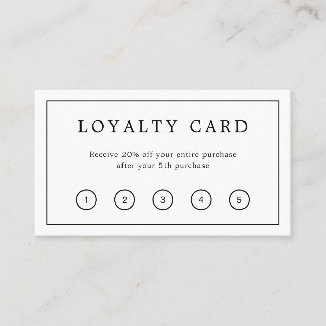 Carte De Fidélité Bordure simple de monogramme noir et blanc (Devant)