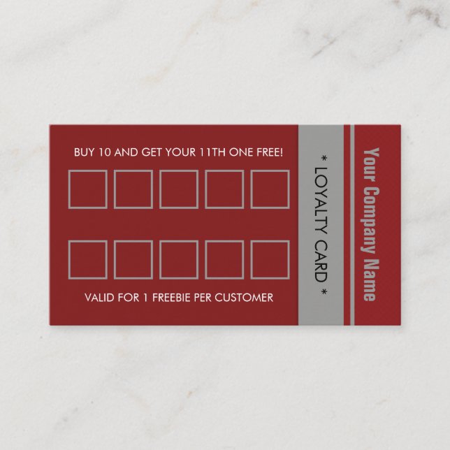 Carte De Fidélité Bordure simple gris rouge 10 pointes (Devant)