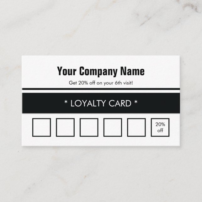 Carte De Fidélité Bordure simple noire blanche 6 pointes (Devant)