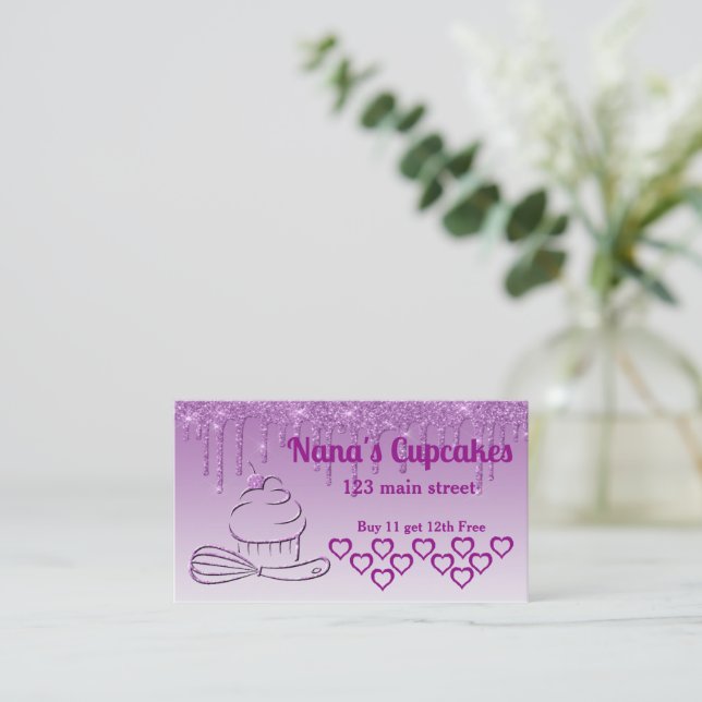 Carte De Fidélité Boulangerie Cupcake Business Loyalty PunCard (Debout devant)