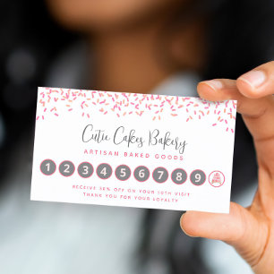 Carte De Fidélité Boulangerie Gâteau Blush Rose Arroses Pâtisserie C
