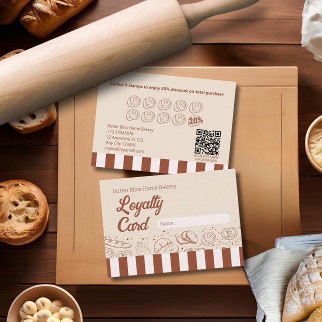 Carte De Fidélité Boulangerie moderne classique Brown Beige (Créateur téléchargé)