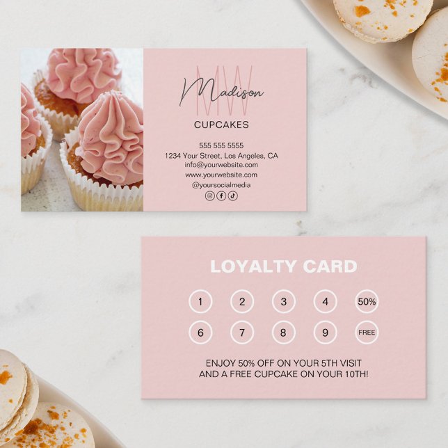 Carte De Fidélité Boulangerie Monogramme Logo Récompense d'affaires (Bakery Monogram Logo Business Reward Loyalty Card)