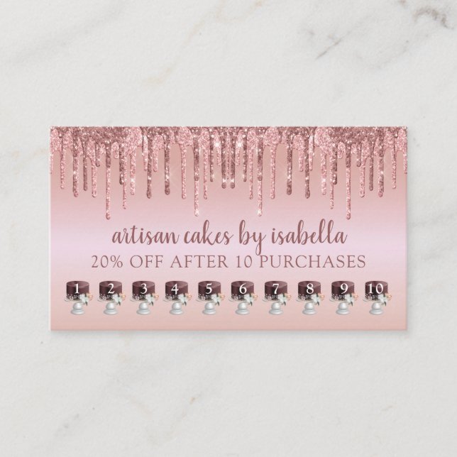 Carte De Fidélité Boulangerie Parties scintillant Rose Gold Loyalty  (Devant)