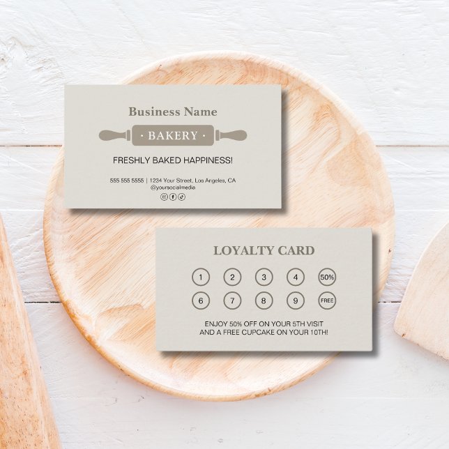 Carte De Fidélité Boulangerie Rouleau Récompense de l'entreprise (Bakery Rolling Pin Business Reward Loyalty Card)