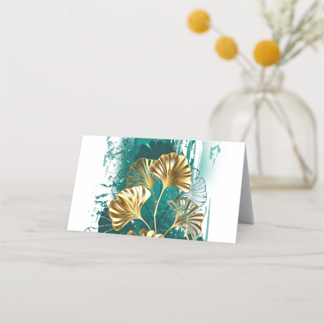 Carte De Fidélité Branche avec Feuilles d'or Ginko Biloba (Devant)