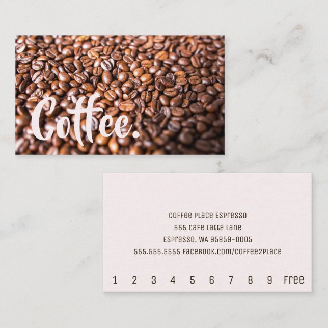 Carte De Fidélité Bright Coffee Beans Simple Mountain Punch-Card (Devant / Derrière)