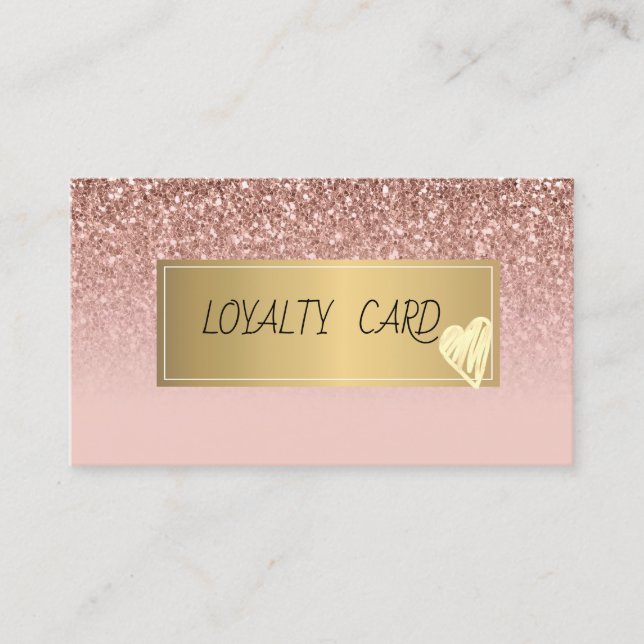 Carte De Fidélité Cadre élégant, Gold Heart Rose Parties scintillant (Devant)