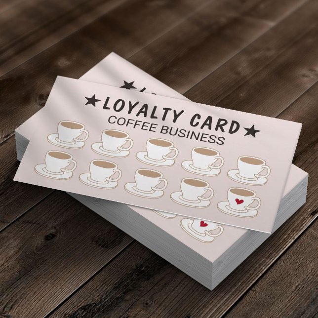 Carte De Fidélité Café Boutique Cute Café Cups Rose Loyauté (Créateur téléchargé)