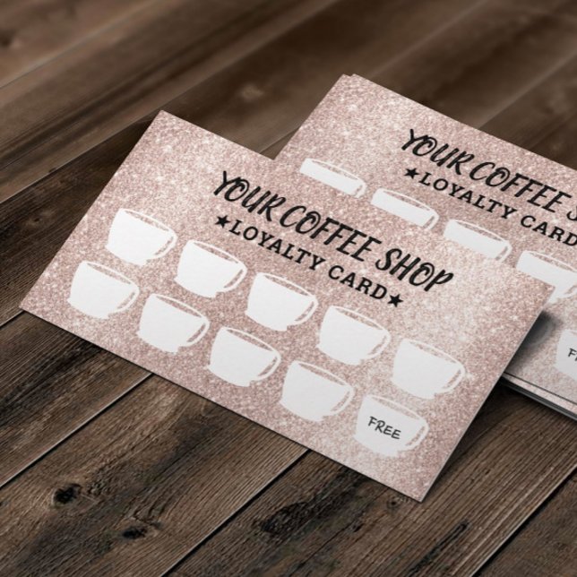 Carte De Fidélité Café moderne Blush Rose Gold Cups Café (Créateur téléchargé)