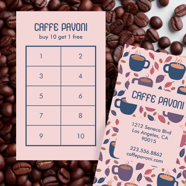 Carte De Fidélité Café Mugs Motif Pink Blue Cafe Cute 10 (Coffee Mugs Pattern Pink Blue Cafe Cute 10 Loyalty Card
)