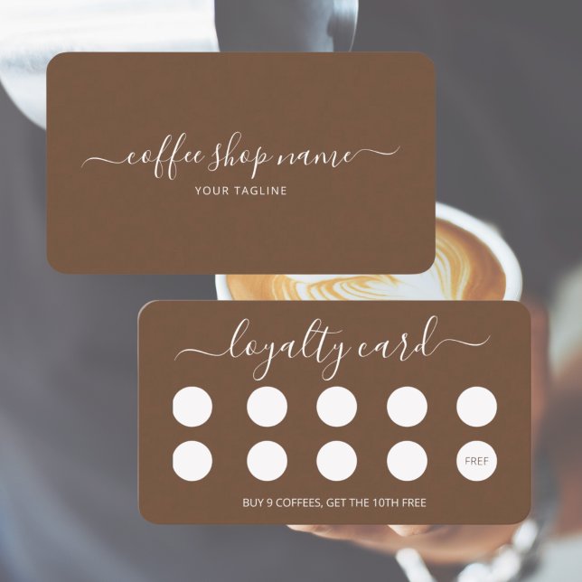 Carte de fidélité café personnalisée Script simple (Custom Coffee Loyalty Card Simple Script)