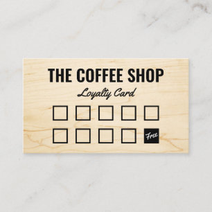 Carte De Fidélité Café rustique minimaliste en bois clair