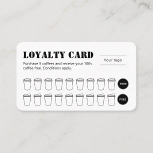 Carte de fidélité café Typographie pochoir