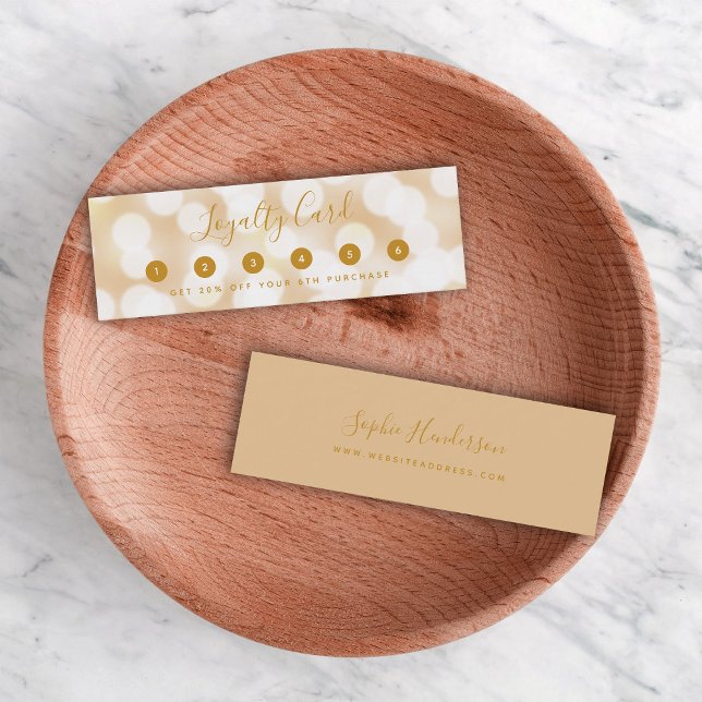 Carte De Fidélité Calligraphie moderne et tendance Champagne Bokeh L (Créateur téléchargé)