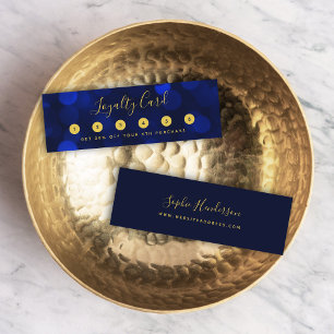Carte De Fidélité Calligraphie moderne Sapphire Blue Bokeh Lumières
