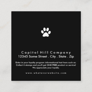 Carte De Fidélité carré de patte d'animal familier de programme de