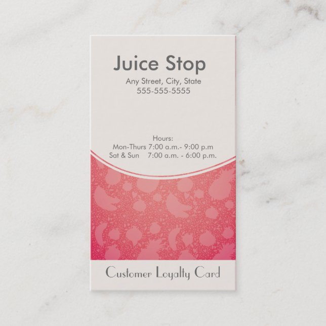 Carte de fidélité Carte de visite Smoothie & Juice (Devant)