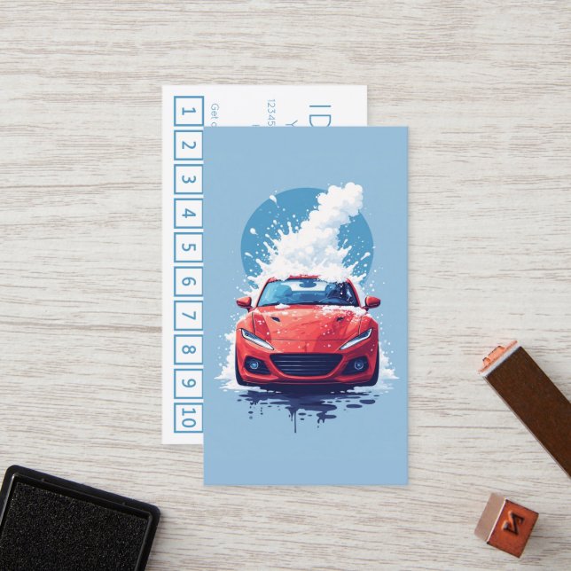 Carte De Fidélité CARWASH customer loyalty punch card (Devant/Arrière en situation)