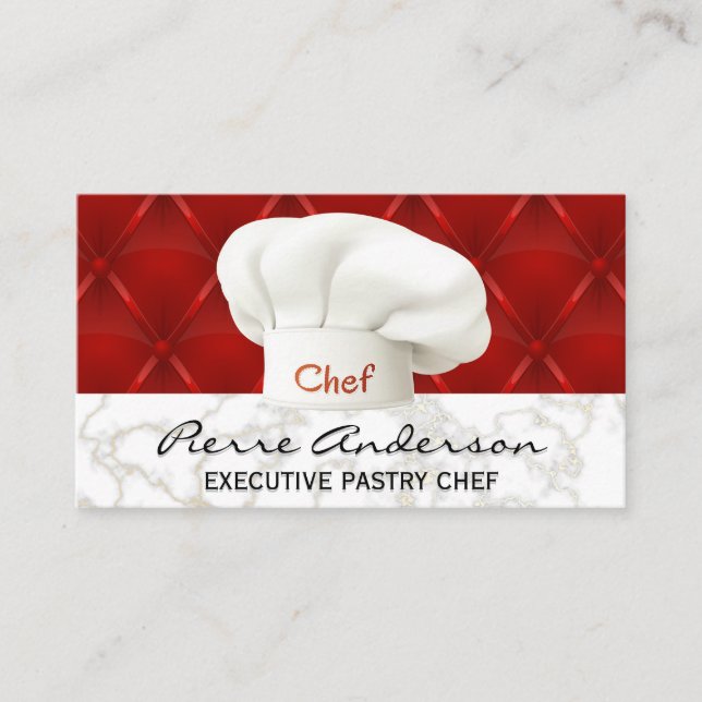 Carte De Fidélité Casquette culinaire Arrière - plan en cuir rouge (Devant)