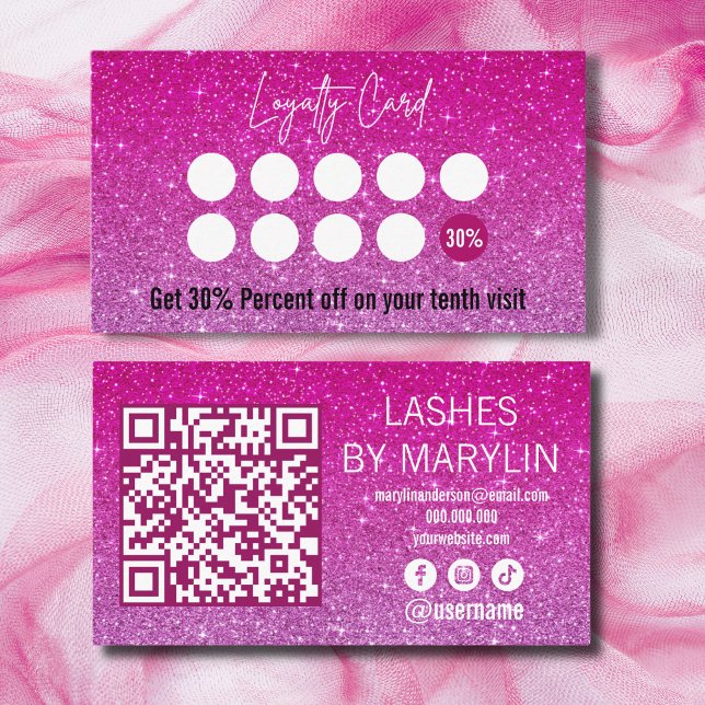 Carte De Fidélité Chaud rose et Rose léger Ombre Parties scintillant (Créateur téléchargé)