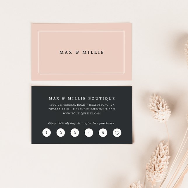 Carte De Fidélité Chic Blush | Élégante Boutique Rose & Noir (Créateur téléchargé)