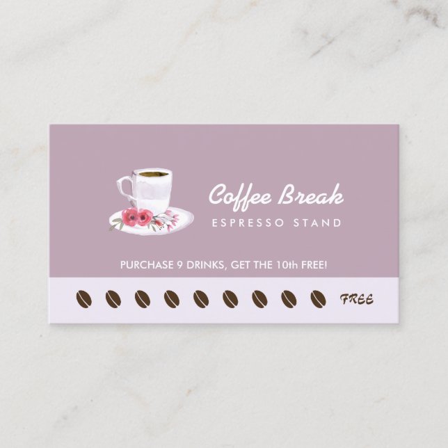 Carte De Fidélité Chic Lavender Floral Café Stand Loyalty Punch (Devant)