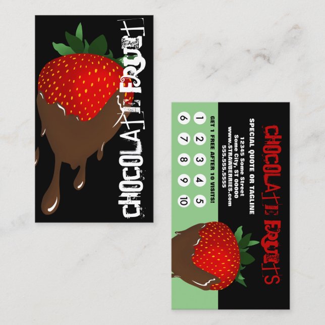 Carte De Fidélité chocolat couvert fruit grunge loyauté (Devant / Derrière)