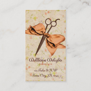 Carte De Fidélité cisaillements floraux d'arc de melon de coiffeur