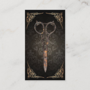 Carte De Fidélité Ciseau vapeur Vintage Damask Hair Styliste