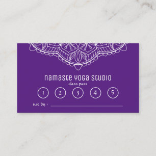 Carte De Fidélité Classe de méditation Yoga Pass Purple Handrawn Ma