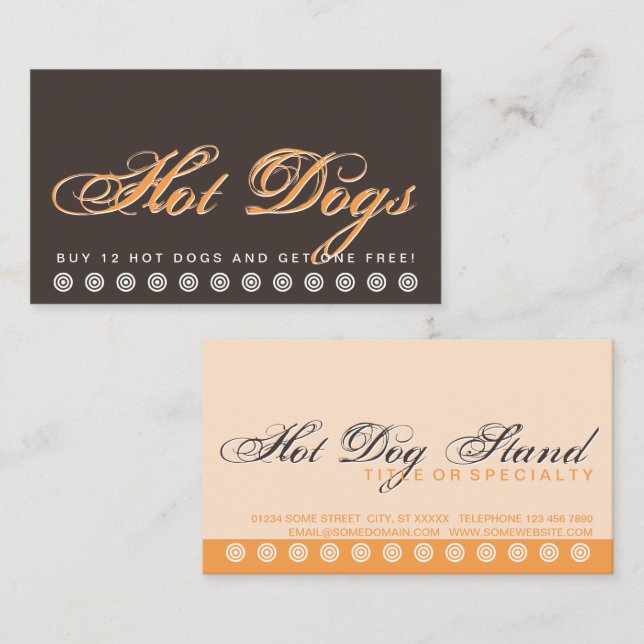 carte de fidélité client CHIENS HOT CHIENS script (Devant / Derrière)