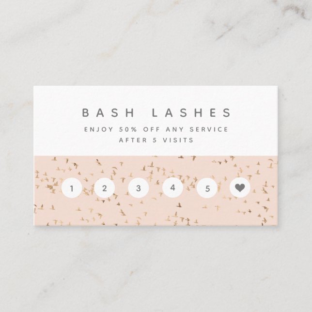 Carte De Fidélité Client professionnel simple, Blush Pink et Gold (Devant)