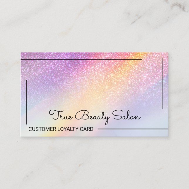 Carte De Fidélité Client Rainbow Holographic Parties scintillant Omb (Devant)