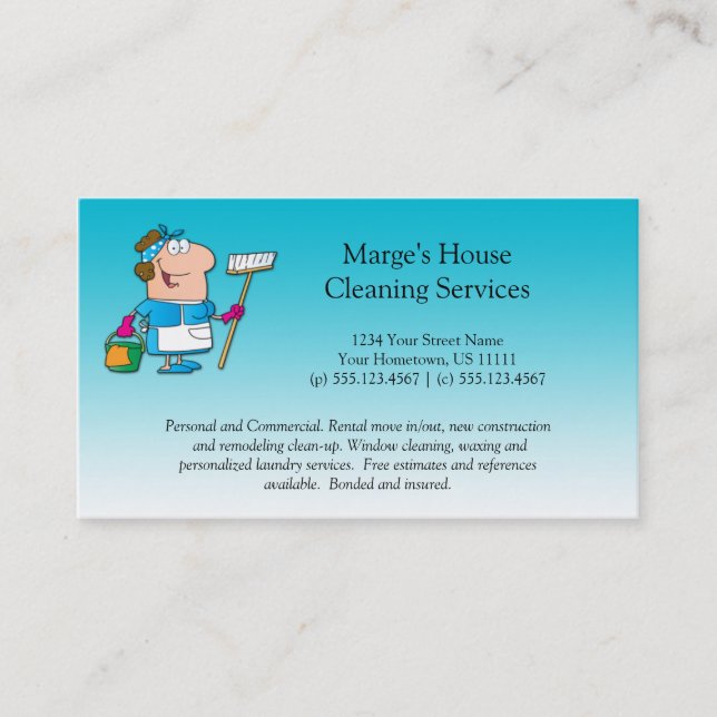Carte De Fidélité Client turquoise de nettoyage de Chambre de (Devant)
