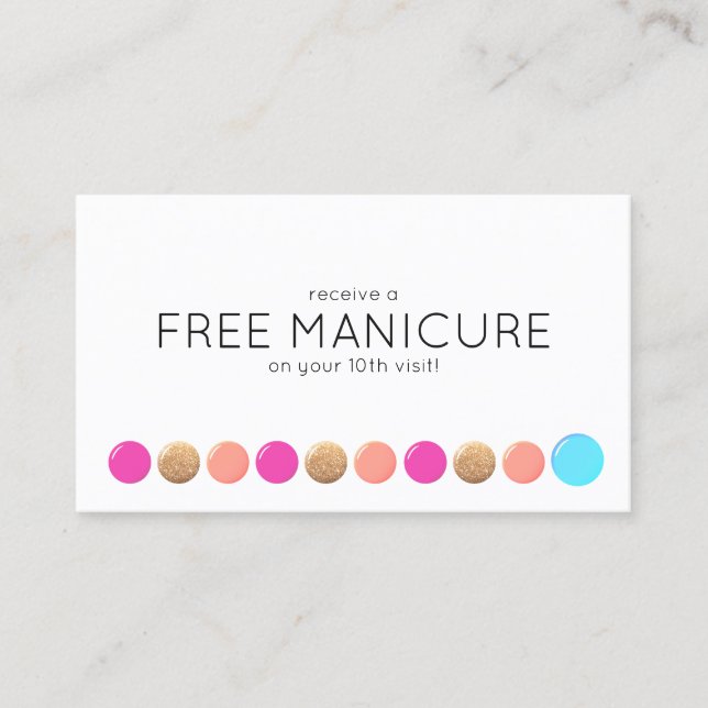 Carte De Fidélité Clou Salon Manicuriste Loyauté client 10 Punch (Devant)