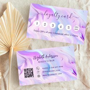 Carte De Fidélité Code qr rose holographique