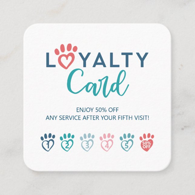 Carte De Fidélité Coeur Empreinte de patte Animal Vétérinaire Loyaut (Devant)